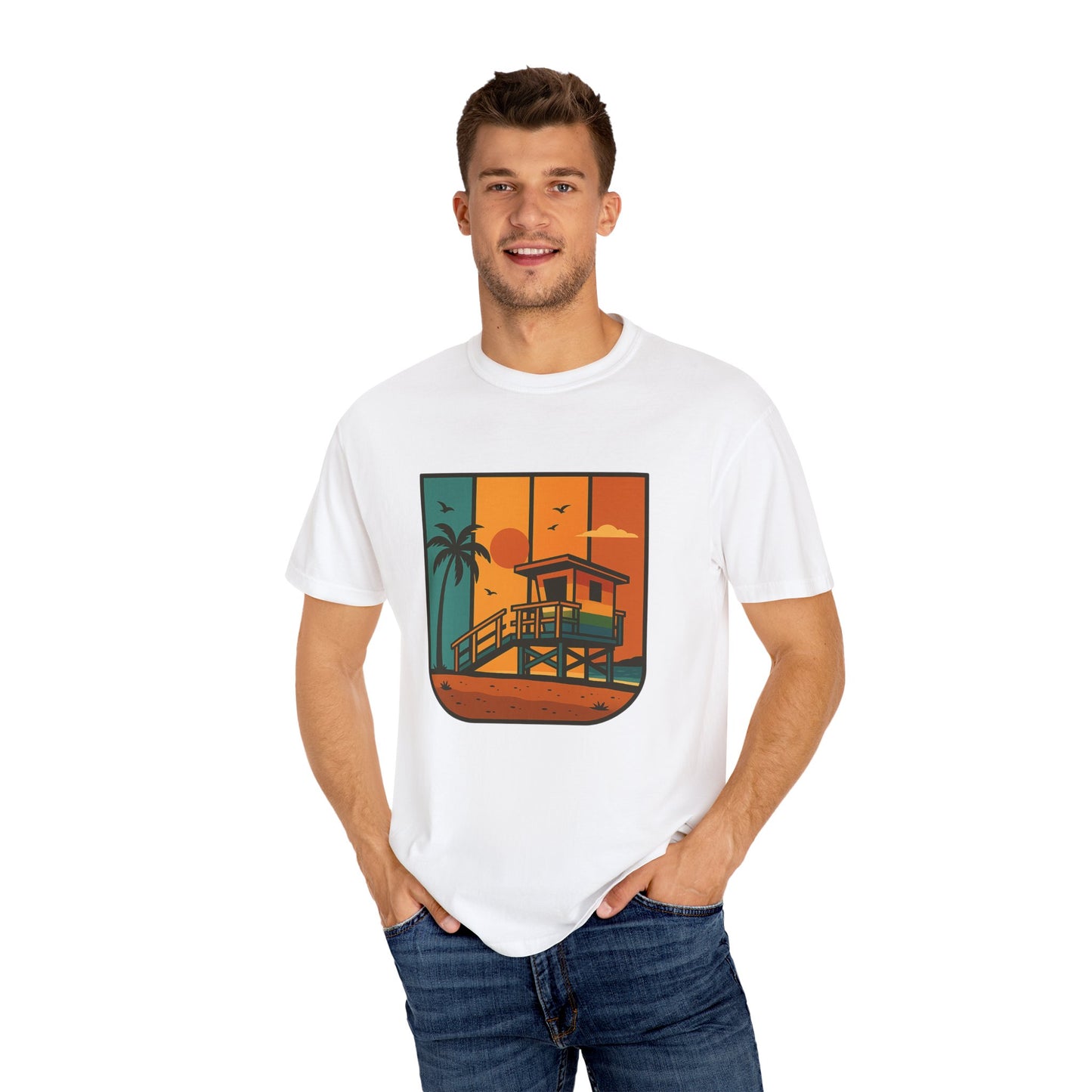 Lifeguard Station Garment-Dyed T-shirt - Progress Over Perfection Design